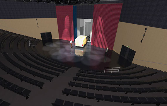 The theatre stage is accessible by vehicles